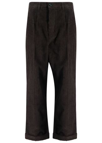 Black tapered cotton-blend trousers