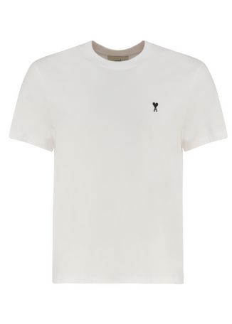 White logo-embroidered cotton t-shirt