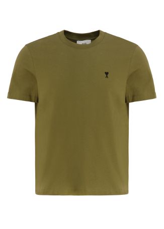 Brown logo-embroidered cotton t-shirt