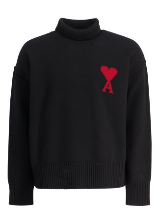 Black logo-intarsia wool jumper