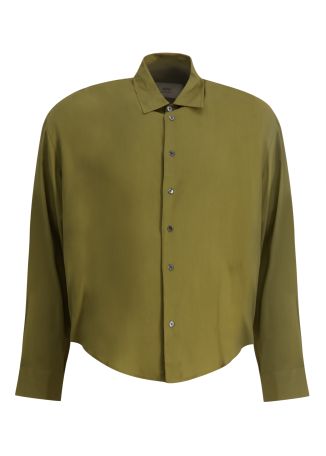 Brown logo-embroidered shirt