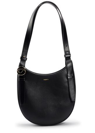 Mini hobo black leather shoulder bag