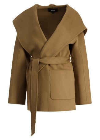 Paya brown belted wool coat
