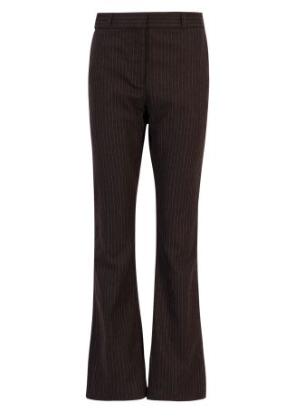 Brown pinstriped wool-blend trousers