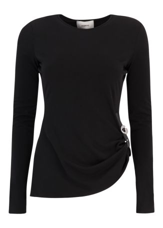 Black ruched stretch-jersey top