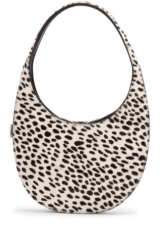 Soft swipe leopard-print leather top handle bag