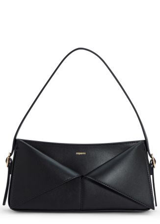 Belt baguette black leather shoulder bag