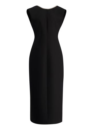 Black crystal-trimmed wool-blend maxi dress