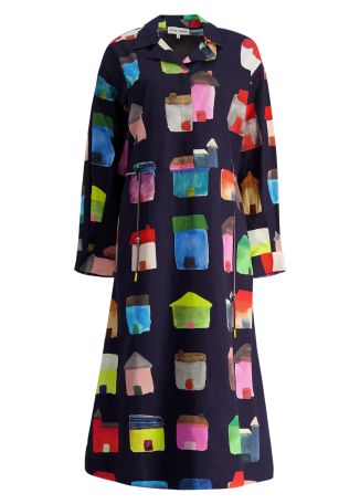 Printed cotton midi dress