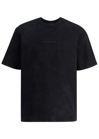 Black logo-embroidered cotton T-shirt