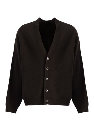 Brown logo-embroidered wool-blend cardigan