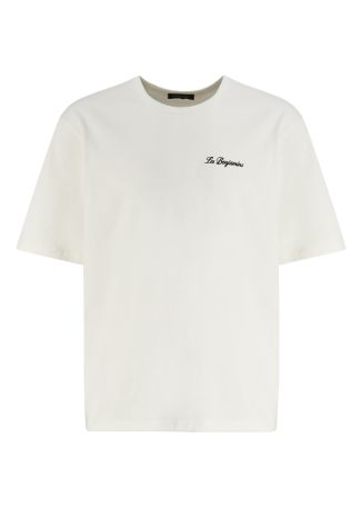 White logo-printed cotton t-shirt