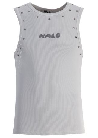 Stud-embellished stretch-cotton tank