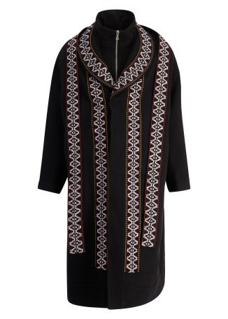 Belted wool-blend coat