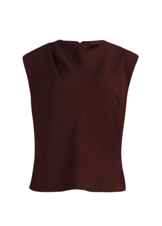 Burgundy draped satin top