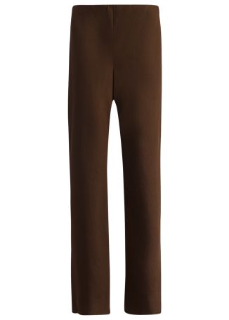 Brown wide-leg satin trousers