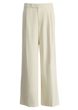 Fractal ivory wide-leg wool trousers