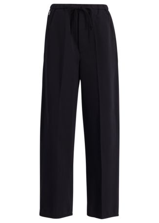 Aurora navy straight-leg cotton-blend trousers