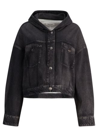 Grey hooded denim jacket