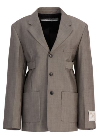 Single-breasted wool-blend blazer