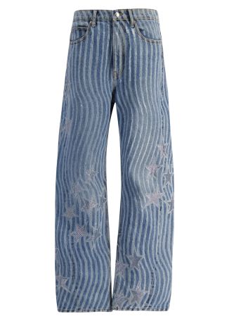 Blue printed jeans