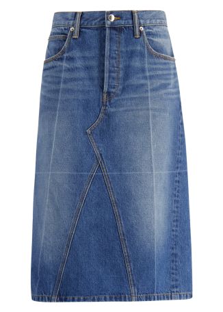 Blue denim midi skirt