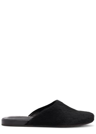 The slipper black leather sandals