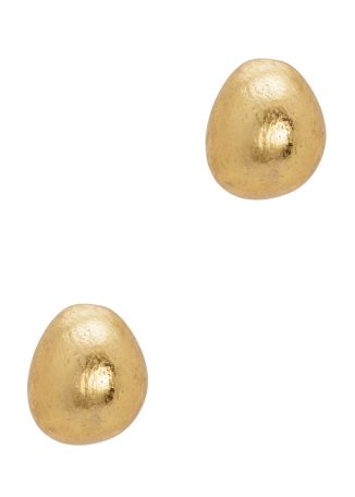 Corda gold sculpted wood clip-on stud earrings