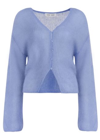 Sapoppie blue textured wool-blend cardigan