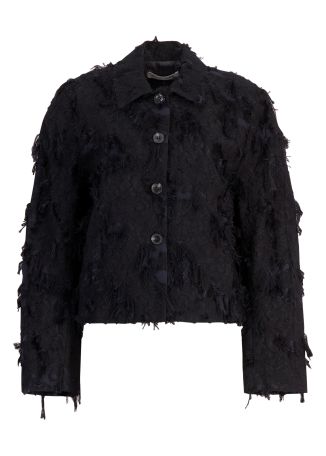 Sacress black textured cotton-blend jacket