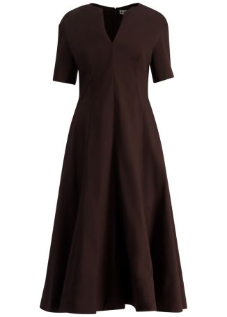 Frances brown stretch-cotton midi dress