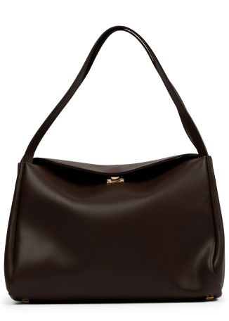 Brown faux leather shoulder bag
