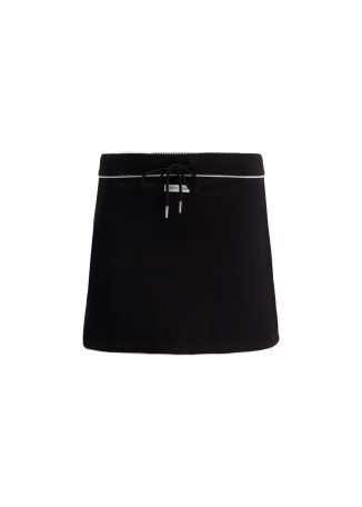 Black ribbed cotton mini skirt