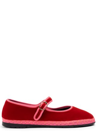 Aurelie pink velvet Mary Jane flats
