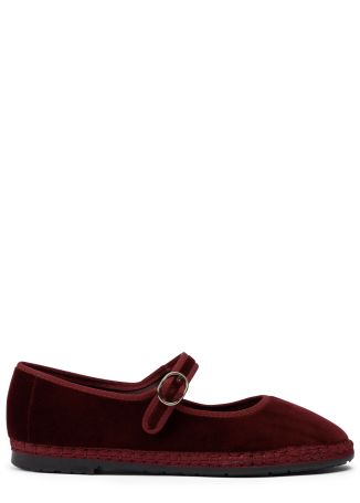 Lucrecia red velvet Mary Jane flats