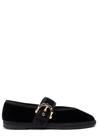 Sophie black velvet Mary Jane flats