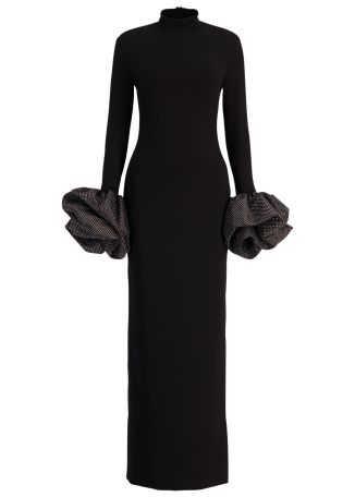 Viviana black crystal-embellished crepe maxi dress