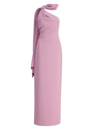 Demi pink one-shoulder crepe gown