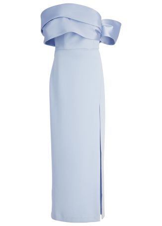 Alexis blue off-the-shoulder crepe maxi dress