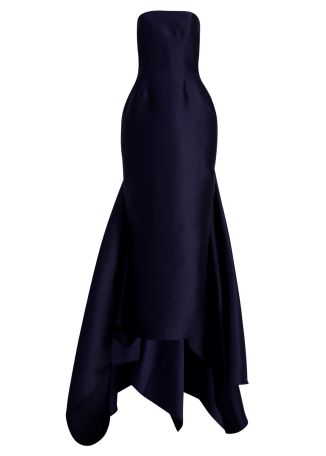 Imani navy strapless satin gown
