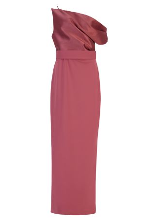 Alexis pink off-the-shoulder satin and crepe gown