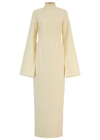 Josefine ivory split-sleeve crepe maxi dress