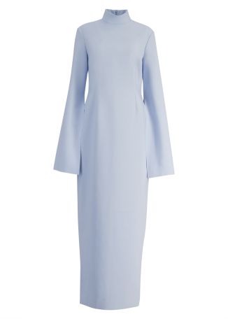 Josefine blue split-sleeve crepe maxi dress