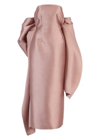 Renee pink strapless satin midi dress