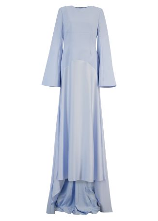 Claudine blue crepe and satin maxi dress