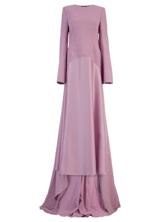 Claudine pink crepe and satin maxi dress