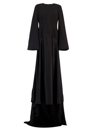 Claudine black crepe and satin maxi dress