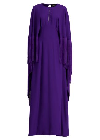 1975 purple fringe-trimmed cady kaftan