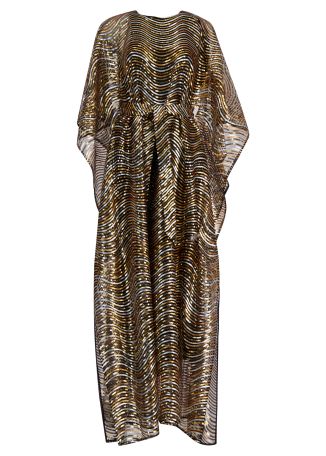 Erte sequin-embroidered tulle kaftan