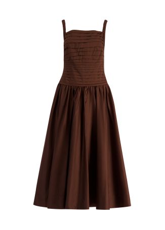 Star brown ruched cotton midi dress